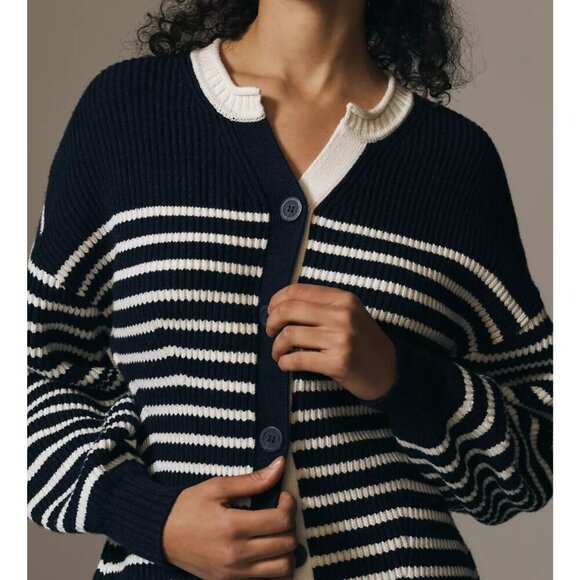 Maeve Blouson Sleeve Crew-Neck Cardigan Sweater S - Picture 4 of 4